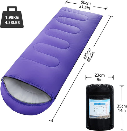 Lightweight Waterproof Sleeping Bags for Adults, Kids & Girls - Great for 3-4 Seasons Hiking & Camping