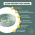 Ceramic Slow Feeder Dog Bowl - Light Green, 6inch, Slow Dog Food and Water Bowl, Prevents Bloat and Choking