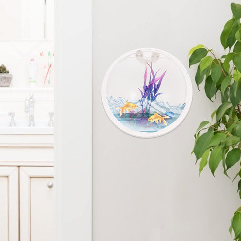 Alipis Fish Tank Round Glass Vase Wall Mounted Acrylic Fish Bowl Fish Bubble Betta Fish Tank, Wall Hanging Plant Terrarium Hydroponic Pot for Air Plant Clear Glass Vases Fish Tank Aquarium