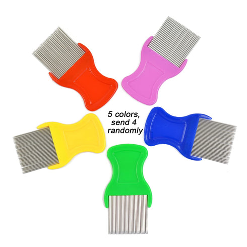 4 Pcs Lice Comb, Nit Comb for Pet Hair Grooming, Dandruff Removal Comb with Metal Teeth
