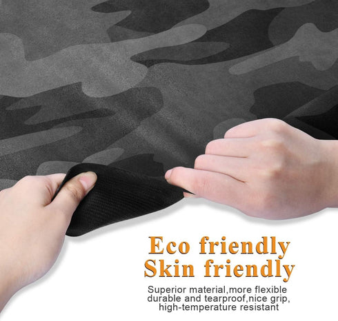 Yoga Mat in Charcoal Black Grey Camo, Eco-Friendly Non-Slip Portable Fitness Mat for Workouts