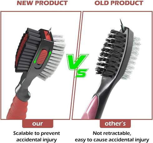 THIODOON 2 Pack Golf Club Brushes and Groove Cleaner, Oversized Brush Head with Magnetic Keychain, Comfortable Grip