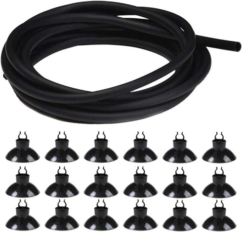 JIH 25 Feet Standard Airline Tubing - Black with Suction Cups for Aquariums, Terrariums