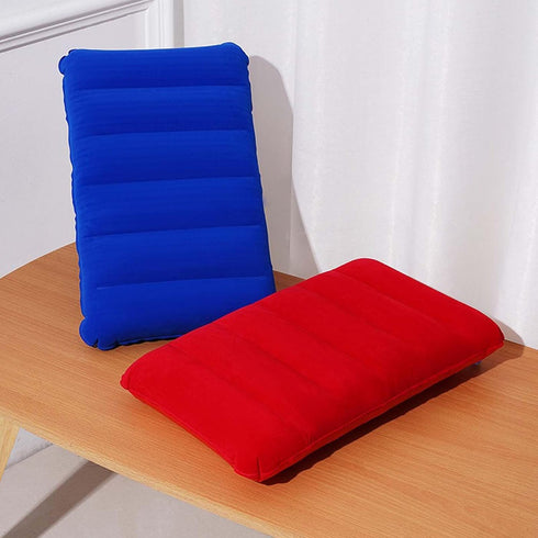 4Pack 16.5 10.5 Ultralight Inflatable Travel Pillow, Small Squared Flocked Fabric Air Pillow for Traveling, Holiday