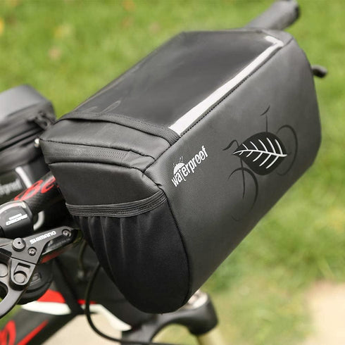 WOTOW Bike Waterproof Handlebar Bag with Touch Screen Phone Holder, Reflective Storage Pouch, 3L for Cycling