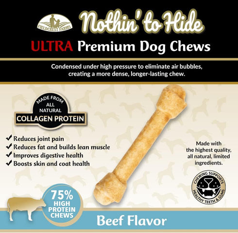 Fieldcrest Farms 9'' Natural Rawhide Alternative Knotted Bone for Dogs - 3 Count - Premium Digestible Chews