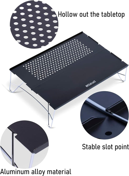 Backpacking WildCall Mini Solo Folding Table Ultralight Compact with Carry Bag for Camping Hiking Beach