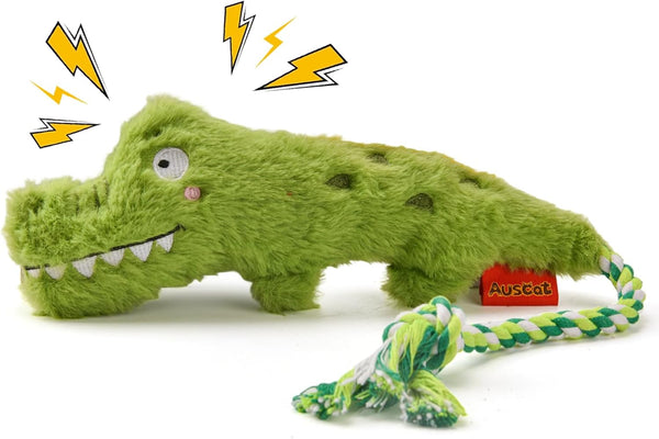 AUSCAT Plush Dog Rope Toy, Durable Squeaky Dog Toys for Puppy Small