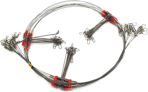 Senyu Stainless Steel Fishing Rigs, 1-5 Arms Wire Trace Leader Rig with Snap, High-Strength Saltwater-Perch