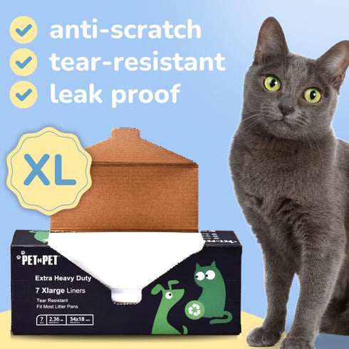 PET N PET Extra Large Cat Litter Box Liners, 7 Count, Heavy Duty Leak Resistant with Drawstring Closure