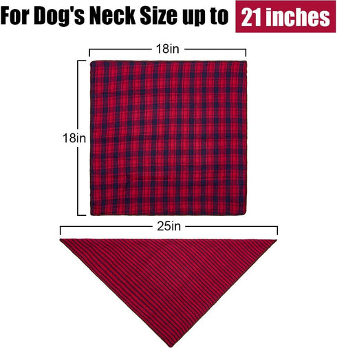 Dog Bandanas - 6PCS Washable Birthday Christmas Gift, Black Blue Red Plaid Printing Adjustable Accessories