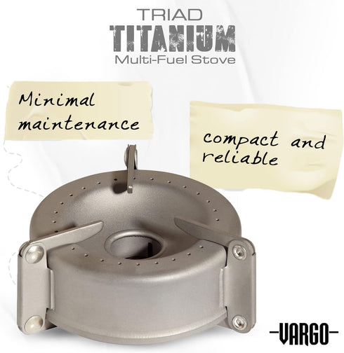 Vargo Titanium Triad Multi-Fuel Stove - Lightweight, Versatile, Solid Titanium Construction