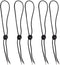 Hat Chin Cord, Black Flexible Removable Strap with Spring Loaded Stop Cord Lock, Pack of 5