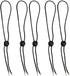 Hat Chin Cord, Black Flexible Removable Strap with Spring Loaded Stop Cord Lock, Pack of 5