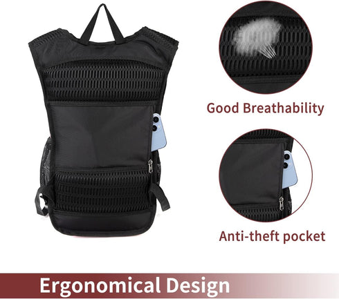 Hydration Backpack with Cool Lights, 2L Water Bladder, Lightweight Bag for Running, Hiking, Climbing