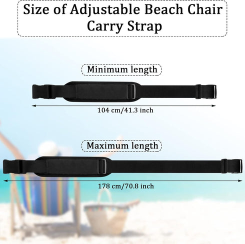 3 Pack SATINIOR Adjustable Camping & Beach Chair Carry Straps Heavy-Duty Lightweight Carrying for Folding Replacement