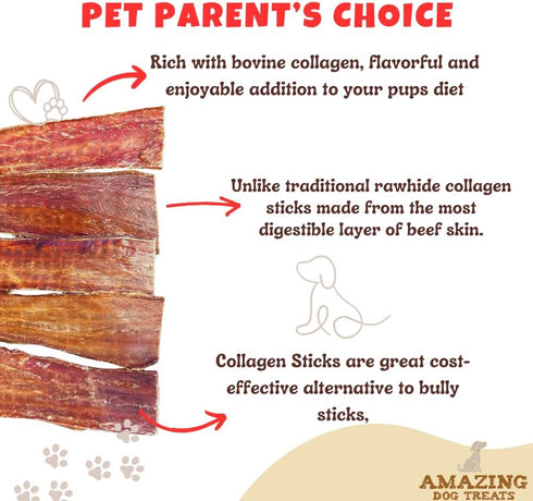 Amazing Dog Treats, Beef Esophagus Jerky for Dogs, 6 Inch - 50 Pc/Pack, Beef Gullet Chews