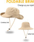 Waterproof Bucket Hats for Women Men - Foldable Brim UPF 50+ Floppy Cowboy Rain Hat for Hiking