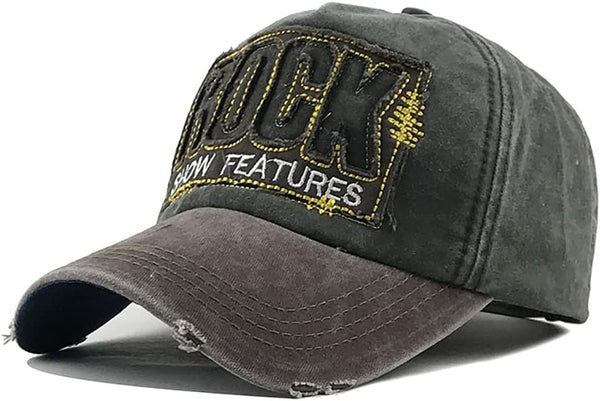 Vintage Baseball Cap Embroidery Rock Washed Denim Trucker Cap, 100% Cotton Sun Hat for Men Women