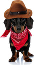 Yewong Pet Cowboy Costume Accessories, Dog Cat Size Cowboy Hat & Bandana Scarf Set of 2 for Puppy Kitten Party (Coffee)