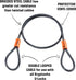 525 2.5 Equipment,5mm Kryptonite KryptoFlex Double Loop Security Cable, FT Long Braided Steel Flex Bike Lock Anti-Theft