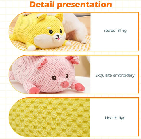 2024 Eadwe Cute Plush Dog Toy, New Durable Squeaky Pig Sound Toy for Dogs, Fun and Engaging Chew Toy for French