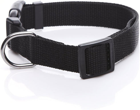 Adjustable Nylon Dog Collar, pet collar 1 Inch 3/4 Inch 5/8 Inch Wide, for Large medium Small Dogs(3/4 Inch,Black)