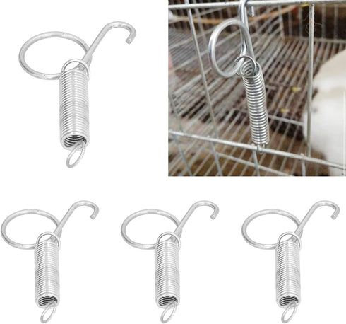 20PCS Cage Door Spring Hook Metal Finger Spring Latch Hook Spring Cage Door Hook for Animal Cages Fixing Rabbit Pet Cage Door Farming Equipment(Large)