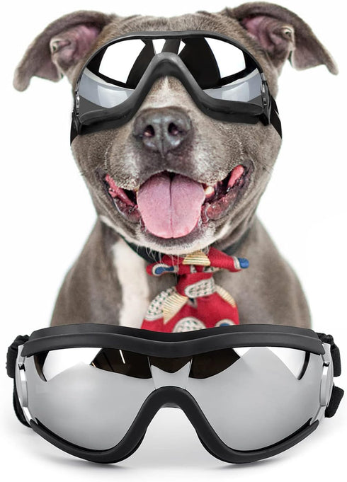 NAMSAN Dog Goggles, Anti-UV Sunglasses for Medium to Large Breeds, Windproof Eye Protection, Black