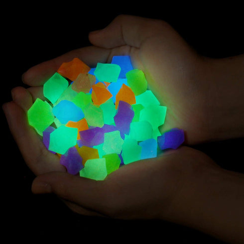 Oubest Fish Tank Decorations - 300Pc Glow in The Dark Aquarium Stones, 1.4cm for Fish Turtle Tank