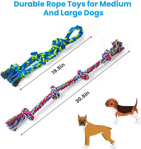 Dog Rope Toys for Large and Medium Aggressive Chewers - 2 Pack Heavy Duty Tug of War Dog Toy