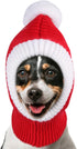 Lifeunion Funny Christmas Dog Hat Costume - Red Knit Snood Beanie with Pompon, Warm Winter Headwear (X-Small)