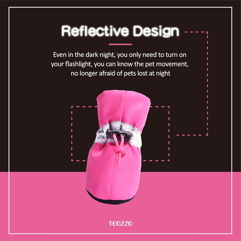 Dog Shoes for Hot Pavement, Anti-Slip Sole Dog Booties with Reflective Straps for Small Medium Dogs 4PCS Pink