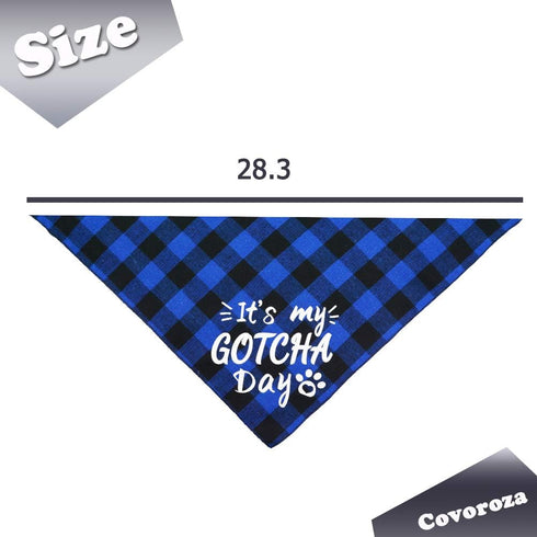 2 Pack It’s My Gotcha Day Print Dog Birthday Bandana - Red and Blue Scarf Bibs Accessories for Pet Birthday Gift