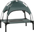 PawHut 24" Elevated Dog Bed with Removable Canopy, Outdoor Cot with UV Protection Shade for Camping, Gray