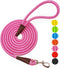 MayPaw Dog Leash, 6 ft*1/2", Pink, Classic Solid Colors, Strong Nylon Rope, Heavy Duty Silver Clasp, Reinforced with