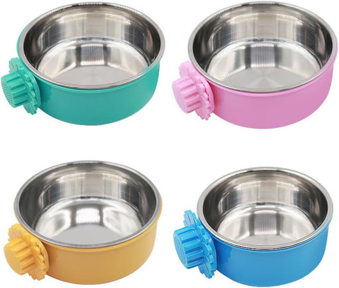 DEVILMAYCARE Pet Feeder Dog Bowl, Stainless Steel Food Hanging Bowl, Pink