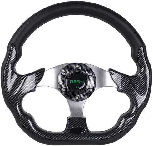 RASTP D Shape Golf Cart Steering Wheel Universal 12.6 inch for EZGO RXV & TXT, Club Car DS