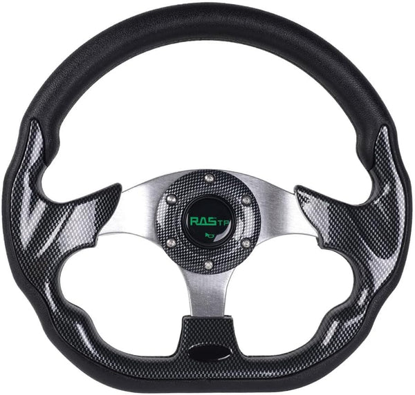 RASTP D Shape Golf Cart Steering Wheel Universal 12.6 inch for EZGO RXV & TXT, Club Car DS