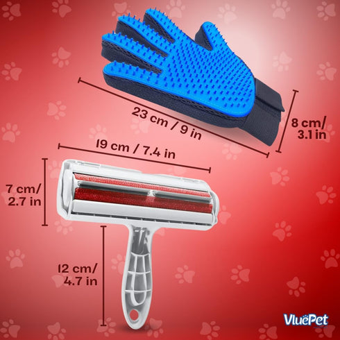 Pet Grooming Set, Washable Hair Remover Tool, Shedding Control & Comfortable Massage Glove for Dogs and Cats