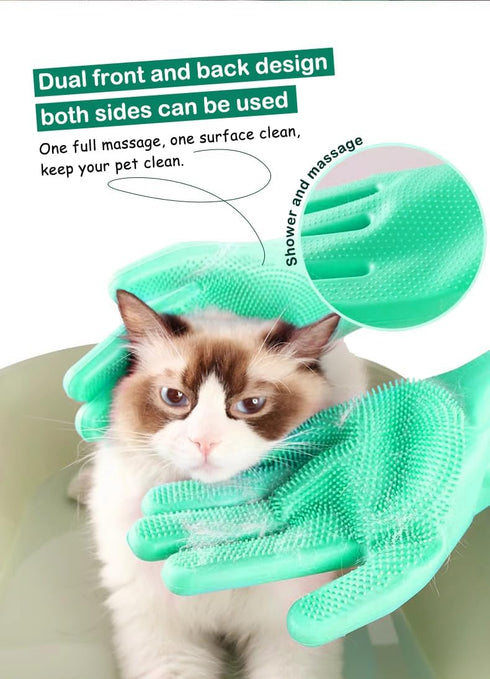 Pnzonge Multi-use Silicone Gloves for Dogs - Showers, Pet Hair Removal, Anti-Scratch Massage Products - Set of 2