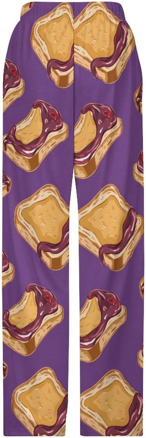 Generic Peanut Butter Jelly Breakfast Funny Pajama Bottoms Soft Lounge Pants Loose Fit Sleepwear for Men Women