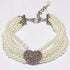 Dog Pearls Necklace Jewelry - Bling Dog Wedding Collar for Small Dogs with Rhinestone Heart Charm, White Heart