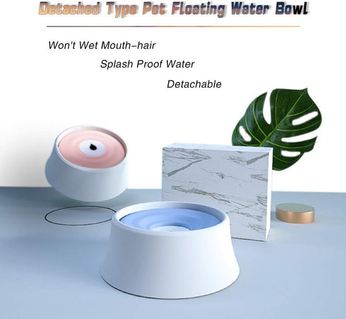 WishLotus Floating Disk Spill Proof Pet Water Bowl, 40 oz (Pink) - Anti-Overturn and Dust Bowl