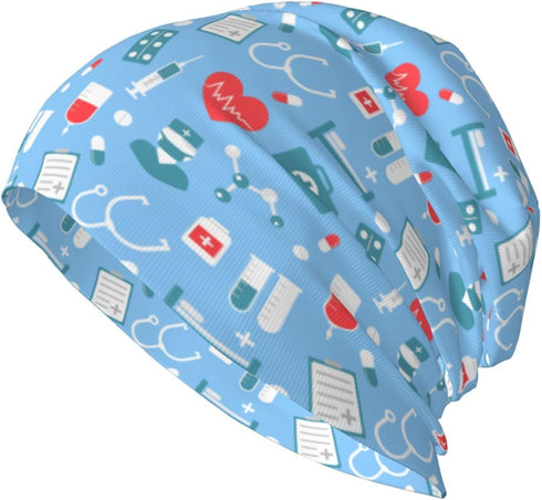 LAIPUTER Nurse Beanie Chemo Hat Cancer Headwear Knitted Hats Baggy Slouchy Scarf Nightcap