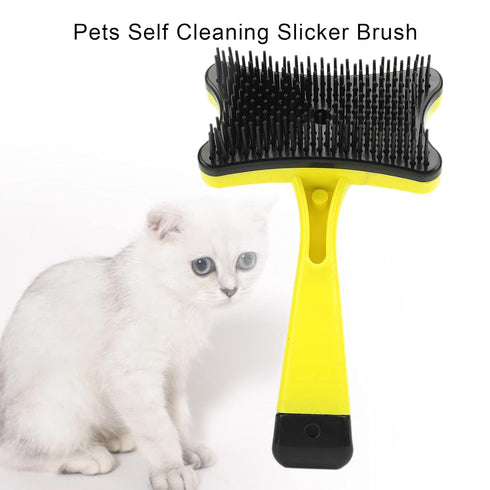 GLOGLOW Pet Grooming Brush - Self Cleaning Slicker Brush for Short and Long Hair, Gently Removes Loose Undercoat
