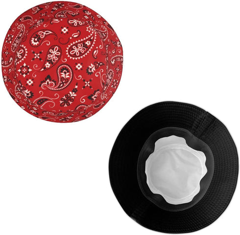 Turquoise Paisley Bucket Hat for Women Men, Summer Fisherman Cap for Outdoor