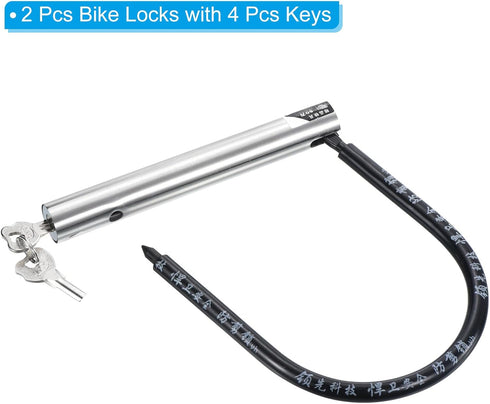 PATIKIL Bike U Lock 2 Pack, Anti Theft Bicycle Lock with 2 Keys, High-Security Zinc Alloy