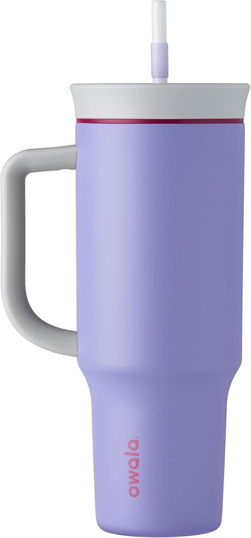 Owala Stainless Steel Triple Layer Insulated Travel Tumbler, 40 oz with Spill Resistant Lid, Light Purple