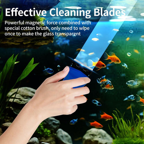 LYCLEAN 2 0.4-0.6 Inch Magnetic Fish Tank Glass Cleaner, Dual-Blades Algae Scraper Glass Cleaner Scrubber